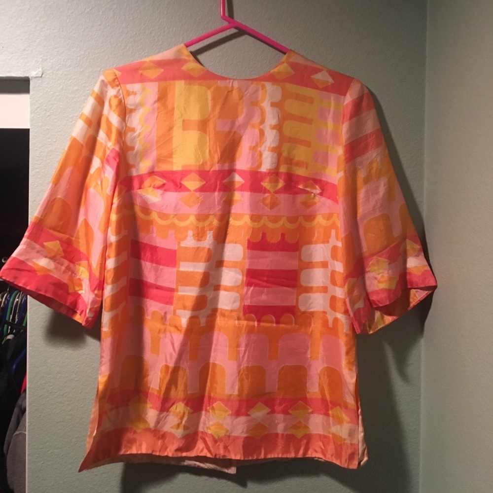 Vintage 70s psychedelic top Pink Orange Yellow